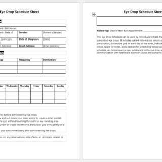 Eye Drop Schedule Sheet template
