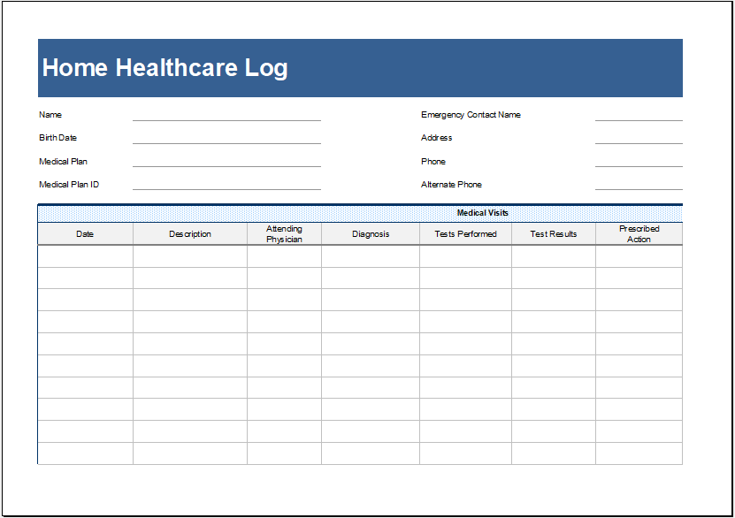 Medical Log Template