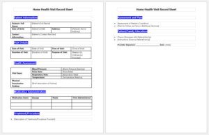 Home Health Visit Record Sheet