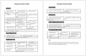 Emergency Prep Kit Checklist