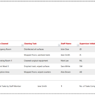 Hospital Cleaning Log Template for Excel