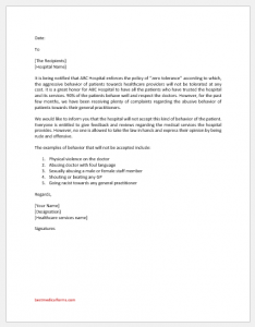 Zero Tolerance Letter to Patients | Download Letter Template