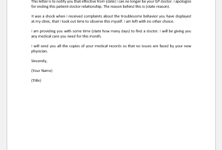 Letter to Remove Patient from GP List