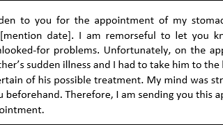 Apology message to doctor for missed appointment