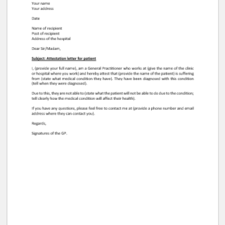 Attestation Letter Written by GP for the Patient