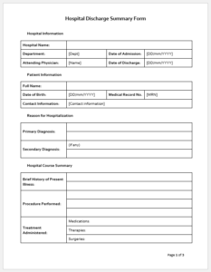 Hospital Discharge Summary Form