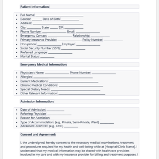 Medical Registration cum Admission Form