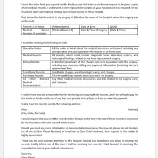 Medical record request letter template