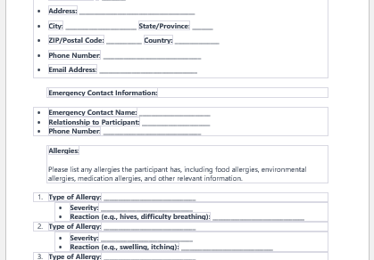 Allergy and Adverse Reaction Form