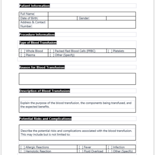 Blood Transfusion Consent Form