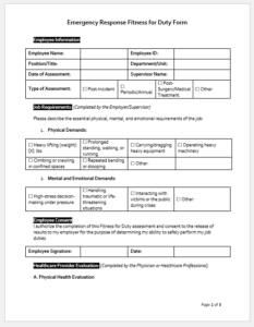 Emergency Response Fitness for Duty Form