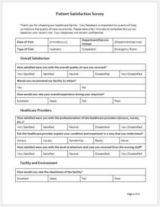 General Patient Satisfaction Survey Form