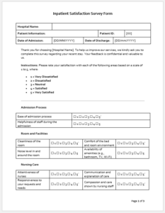 Inpatient Satisfaction Survey Form