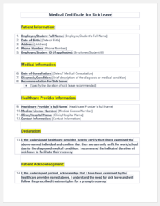 Medical Certificate for Sick Leave | Download Templates