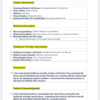 Medical Certificate for Sick Leave