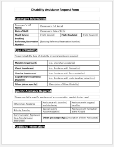 Disability Assistance Request Form