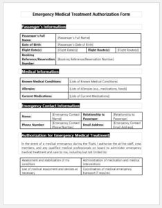 Emergency Medical Treatment Authorization Form