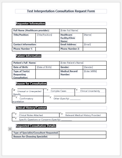 Test Interpretation Consultation Request Form
