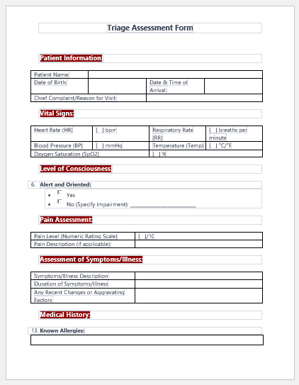 Triage Assessment Form