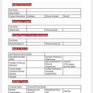 Antenatal Booking Visit Form