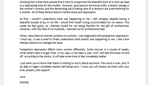 Letter to Family Explaining Mental Health Journey