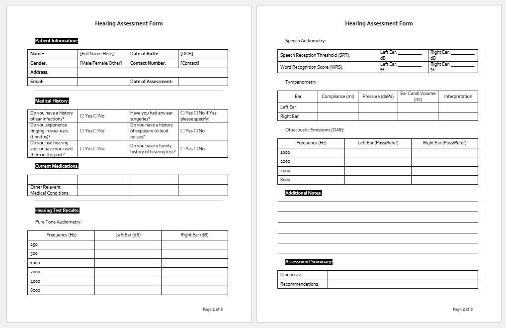 Hearing Assessment Form