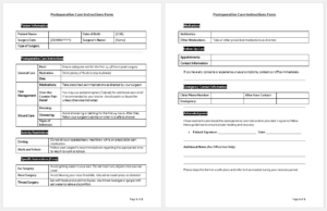 Postoperative Care Instructions Form