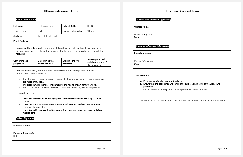 Ultrasound Consent Form