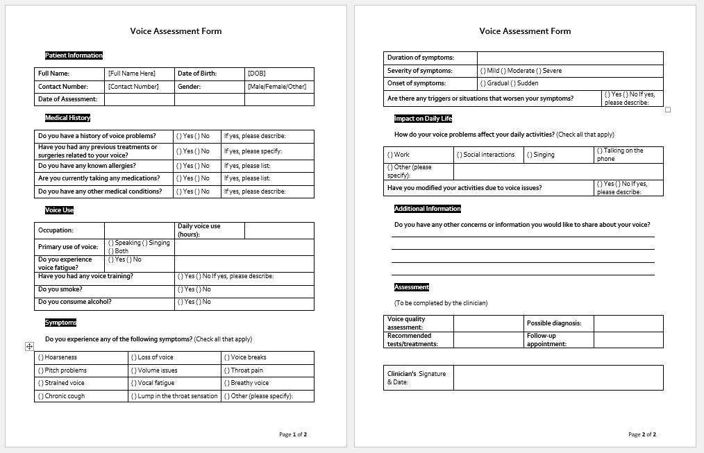 Voice Assessment Form