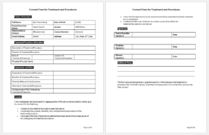 Consent Form for Treatment and Procedures