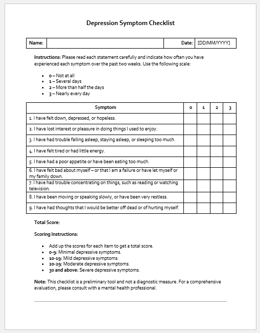 Depression Symptom Checklist