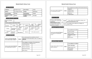 Mental Health History Form