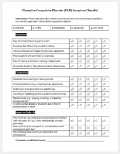 Obsessive-Compulsive Disorder (OCD) Symptom Checklist