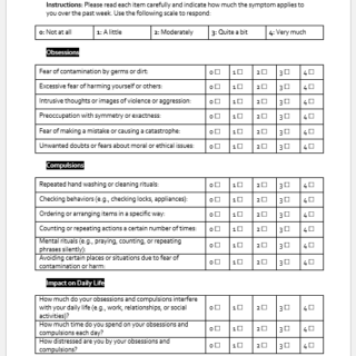 Obsessive-Compulsive Disorder (OCD) Symptom Checklist