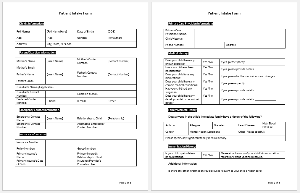 Patient Intake Form