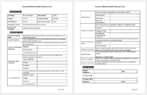 Personal Mental Health History Form