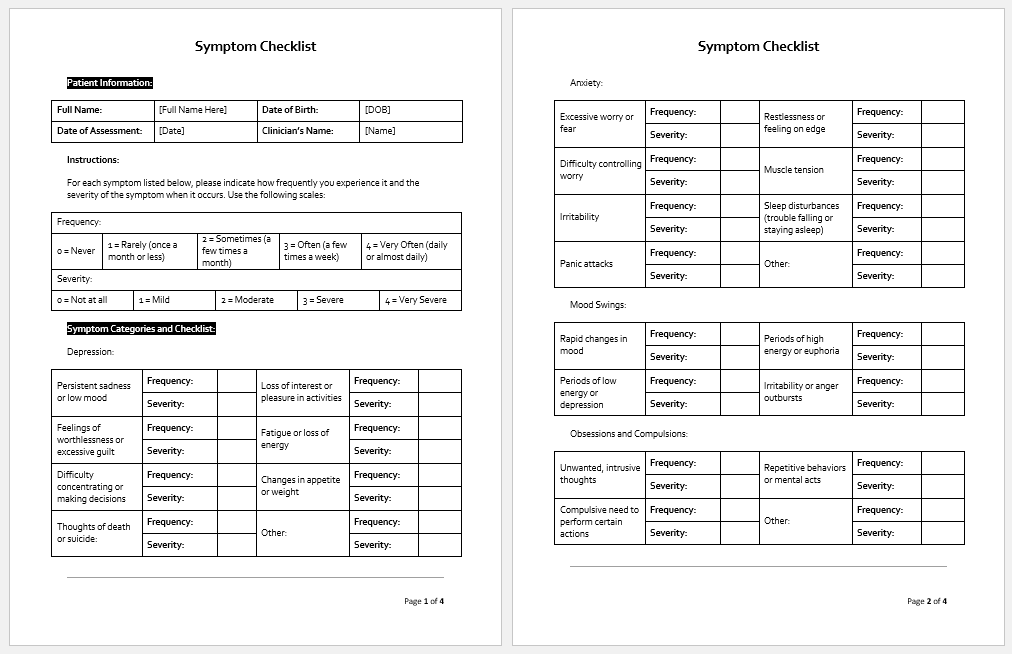 Symptom Checklist