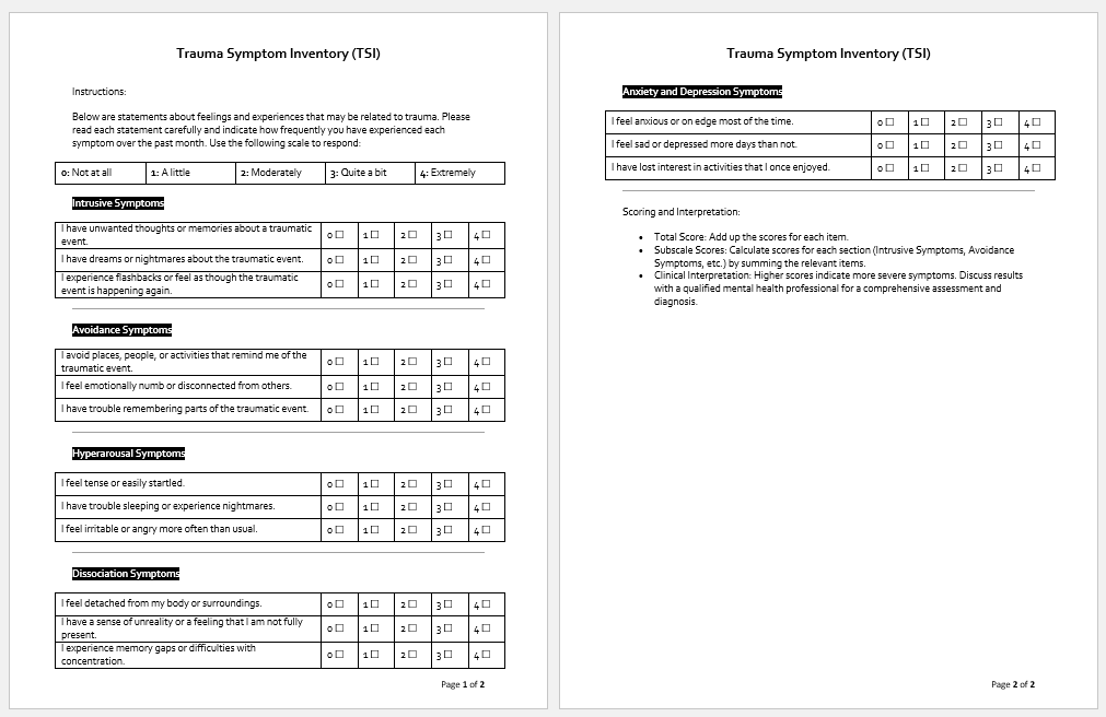 Trauma Symptom Inventory (TSI)